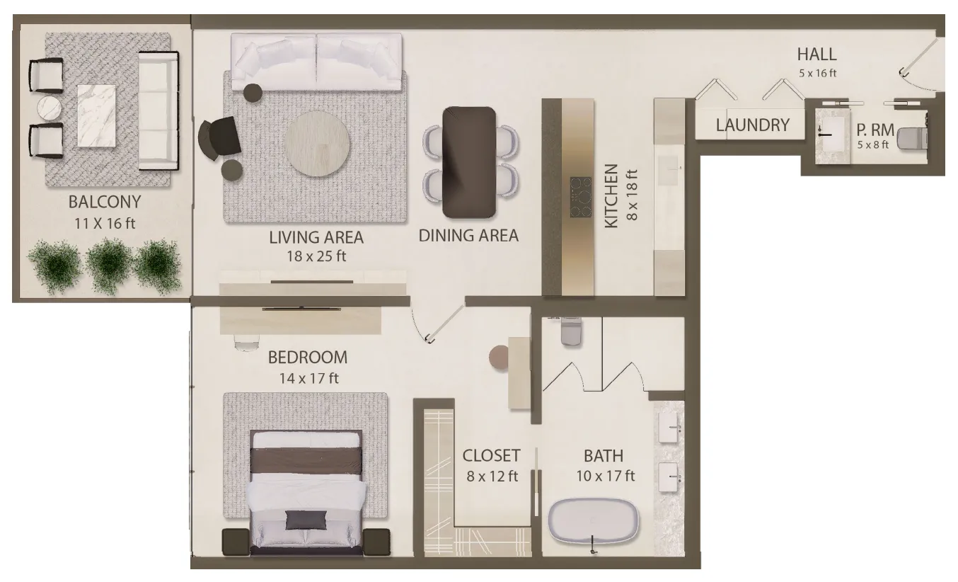 1 bedroom Apartments floor plan at Omoria Private Residences