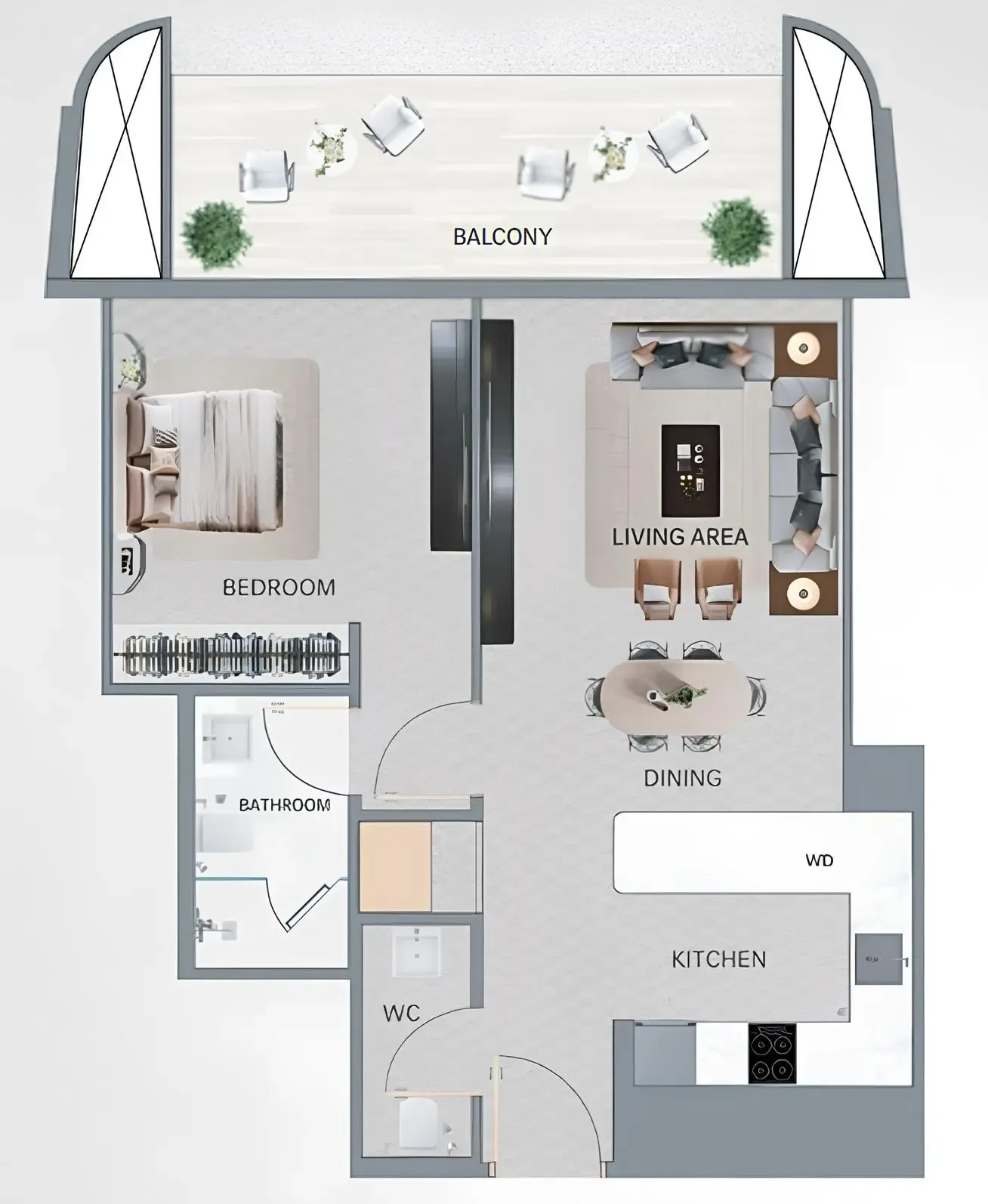 1 bedroom Apartments floor plan at Vision Iconic
