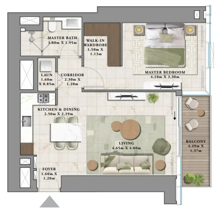 1 bedroom Apartments floor plan at Avarra by Palace
