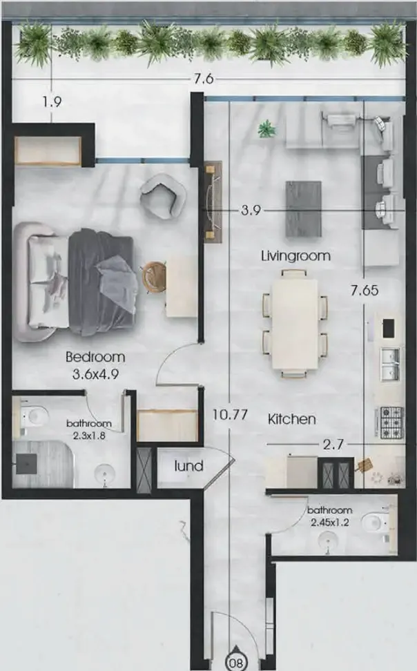 1 bedroom Apartments floor plan at Ethan