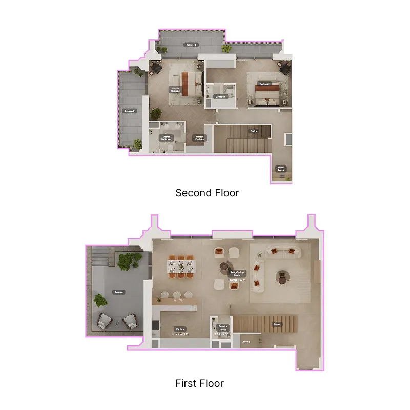 2 bedroom Duplex floor plan at Sama Yas