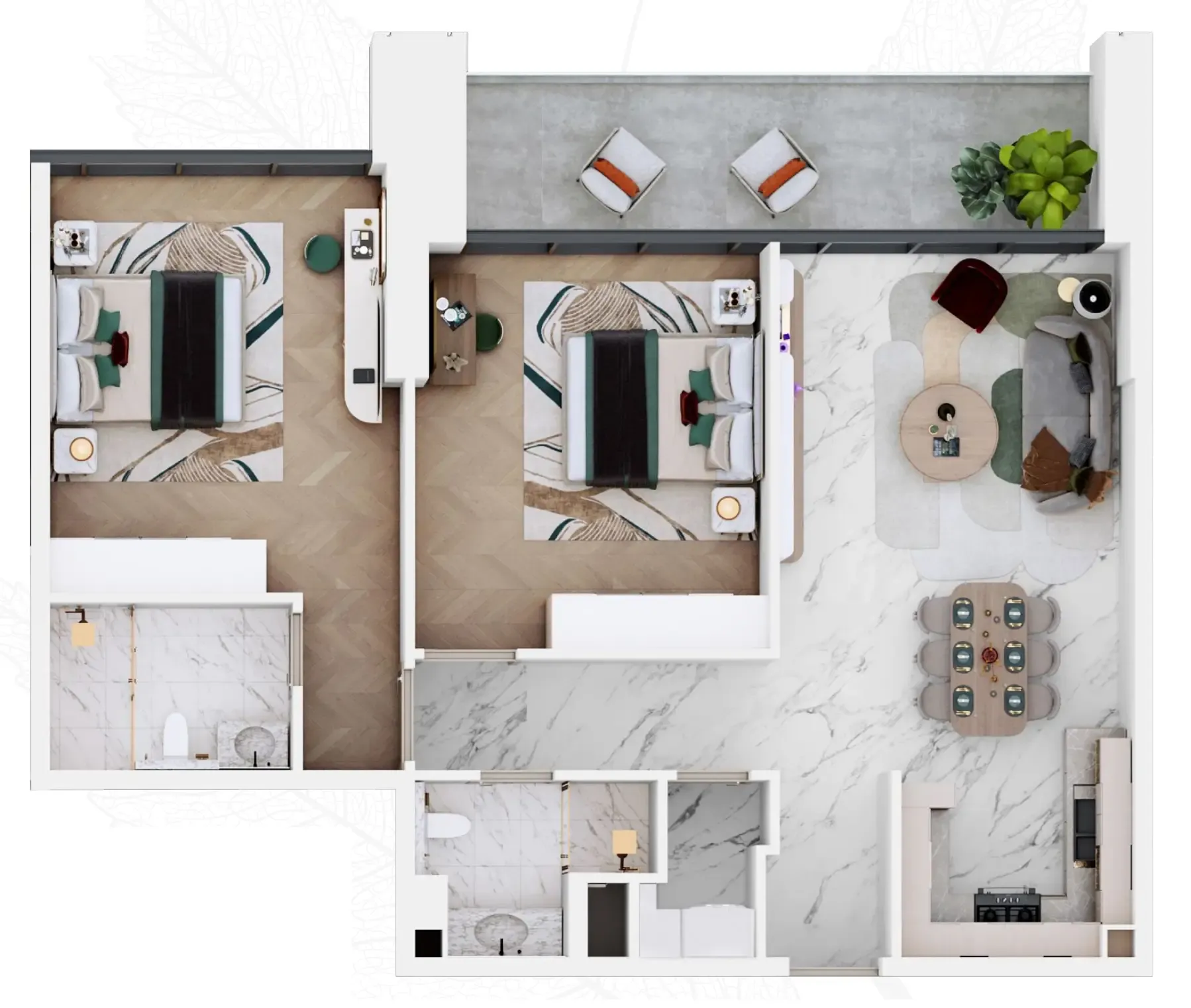2 bedroom Apartments floor plan at Vega
