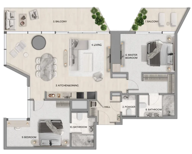 2 bedroom Apartments floor plan at Riviera Residence