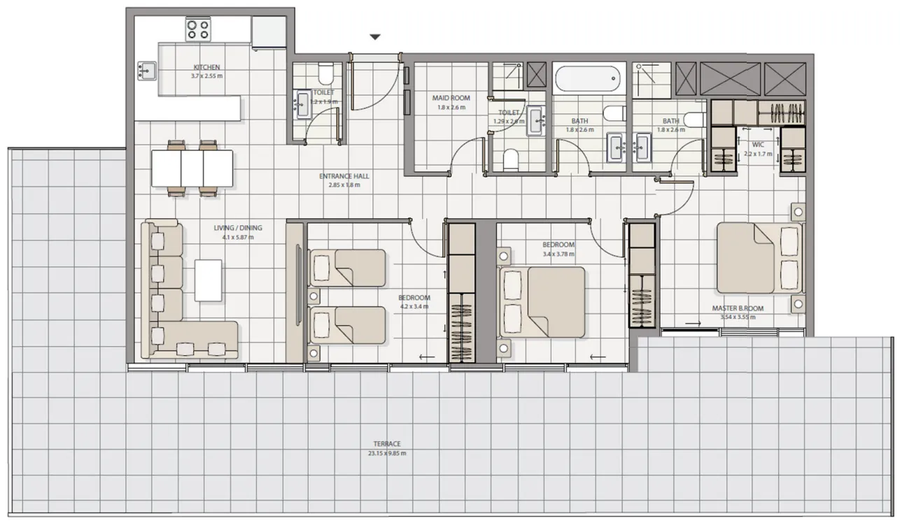 3 bedroom Apartments floor plan at The Icon Tower
