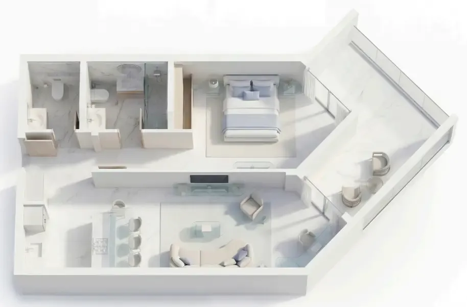 1 bedroom Apartments floor plan at Ice Beach