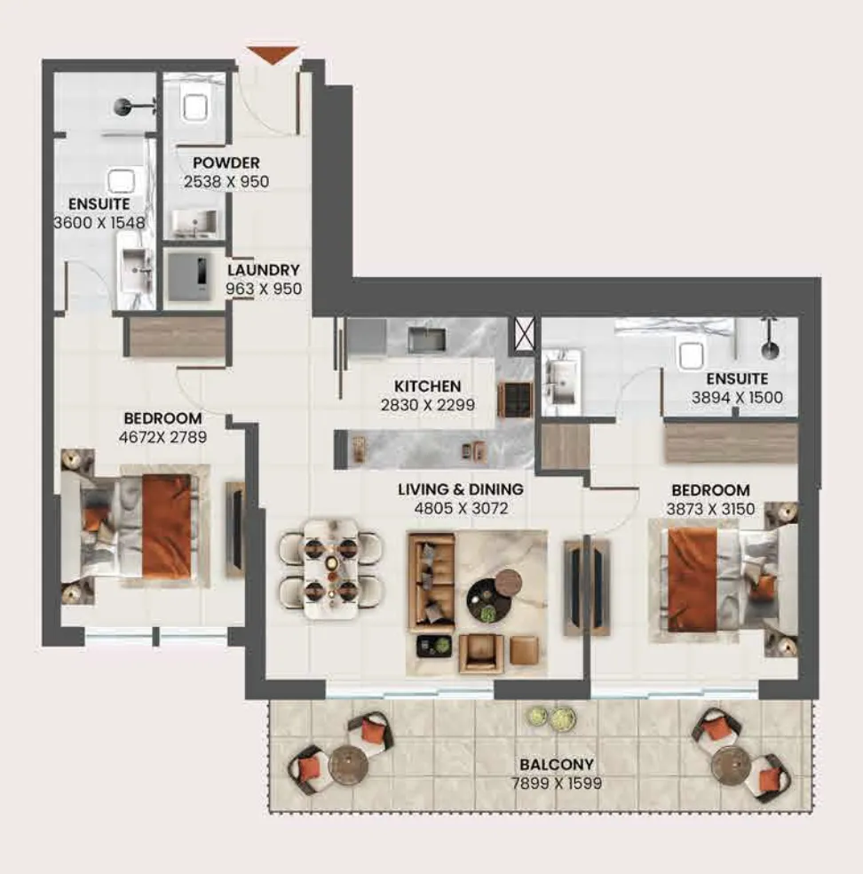 2 bedroom Apartments floor plan at Sunvale