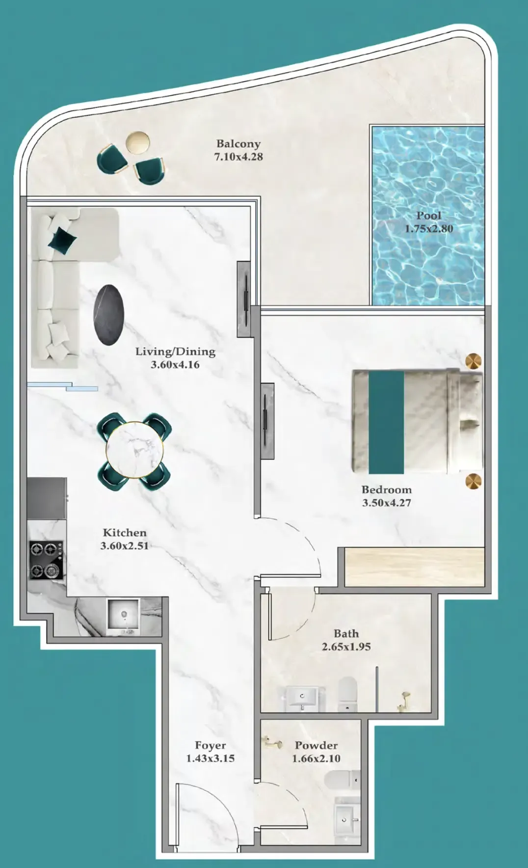 1 bedroom Apartments floor plan at Breez