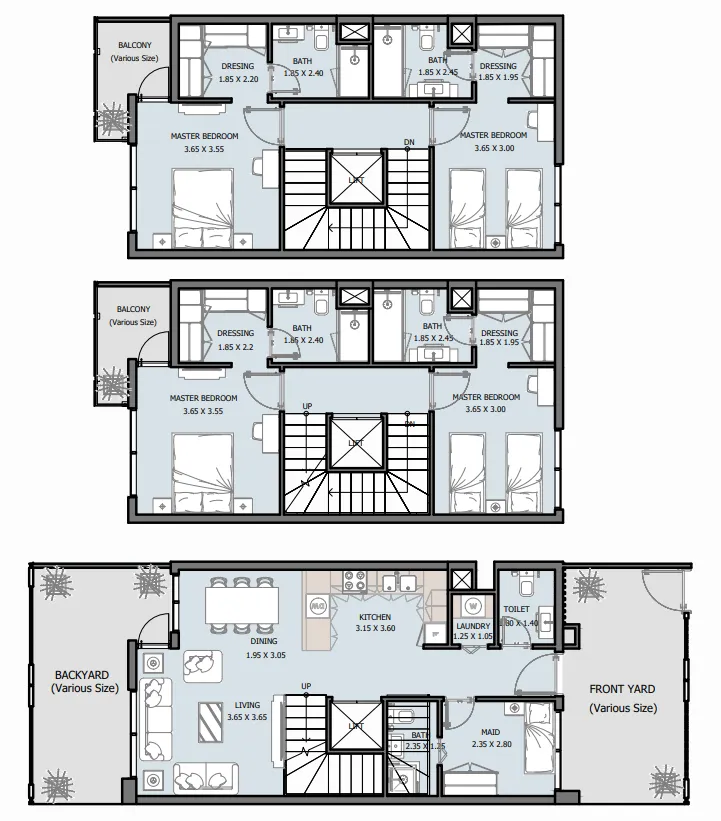 4 bedroom Townhouse floor plan at Royal Park