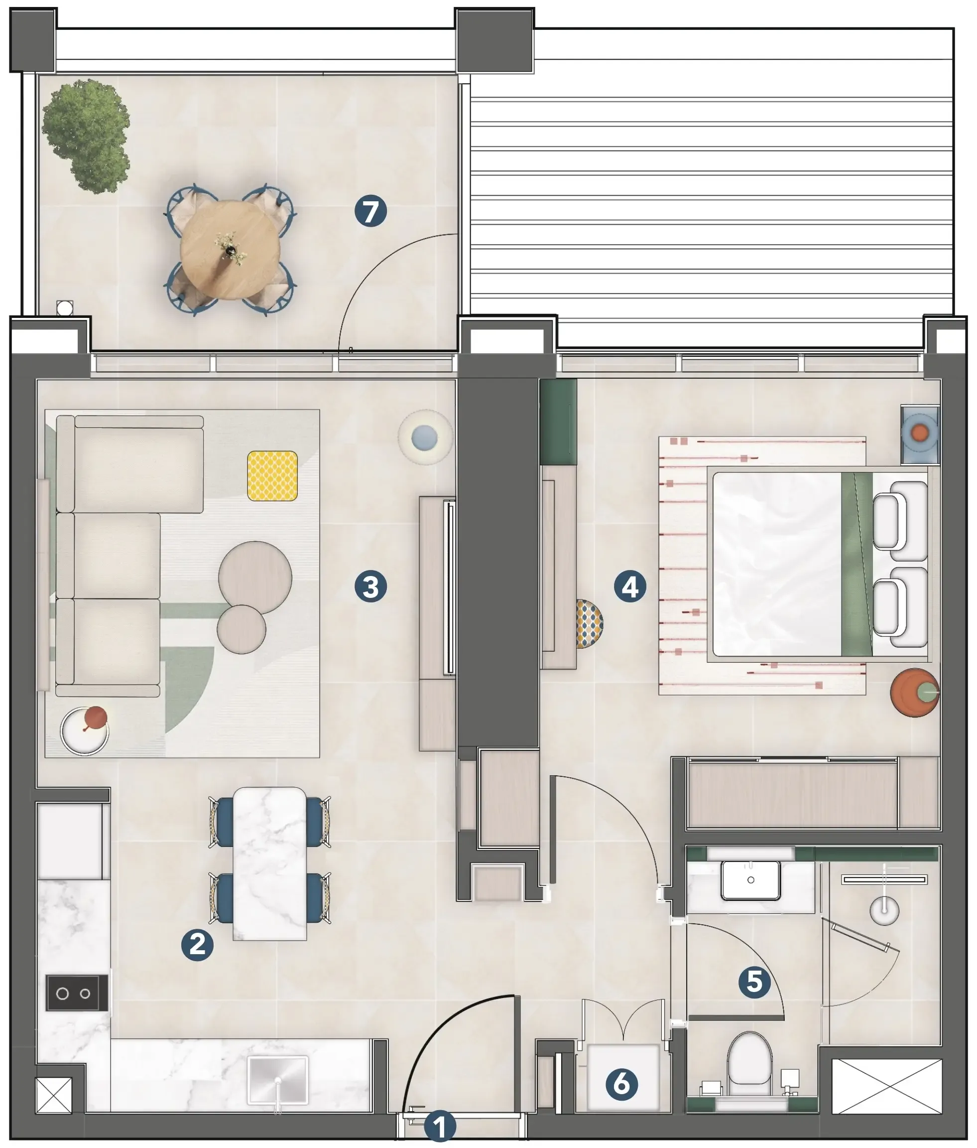 1 bedroom Apartments floor plan at Rove Home Meydan Horizon