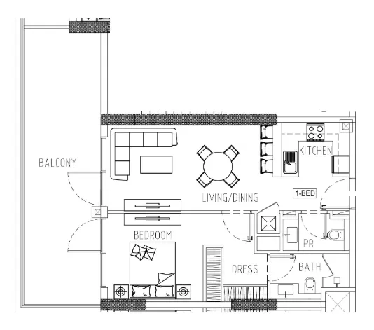 1 bedroom Apartments floor plan at Damac Riverside Views