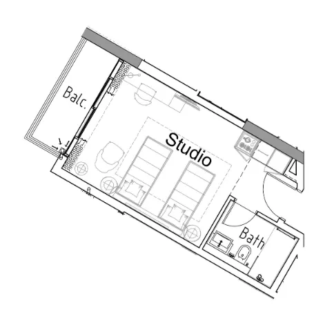 0 bedroom Apartments floor plan at Damac Hills 2 - Hotel Edge by Rotana