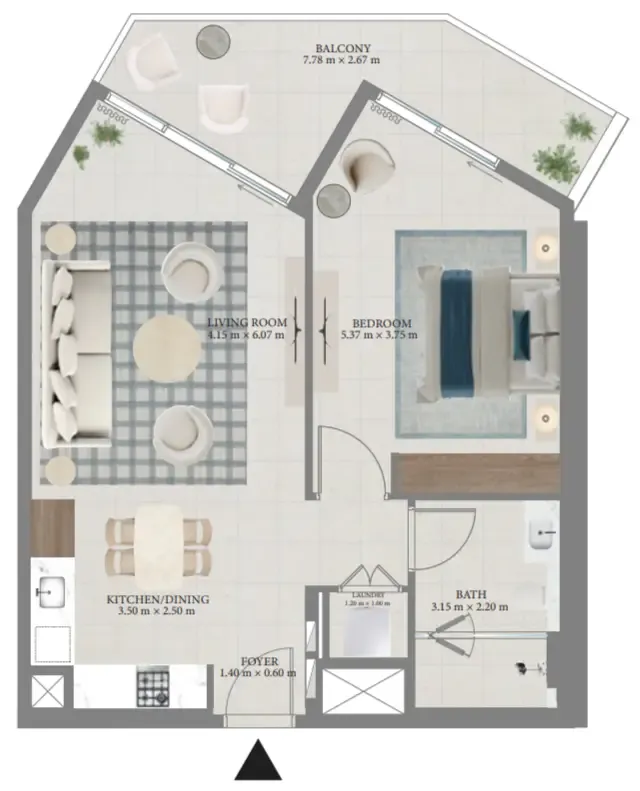 1 bedroom Apartments floor plan at Fior 1