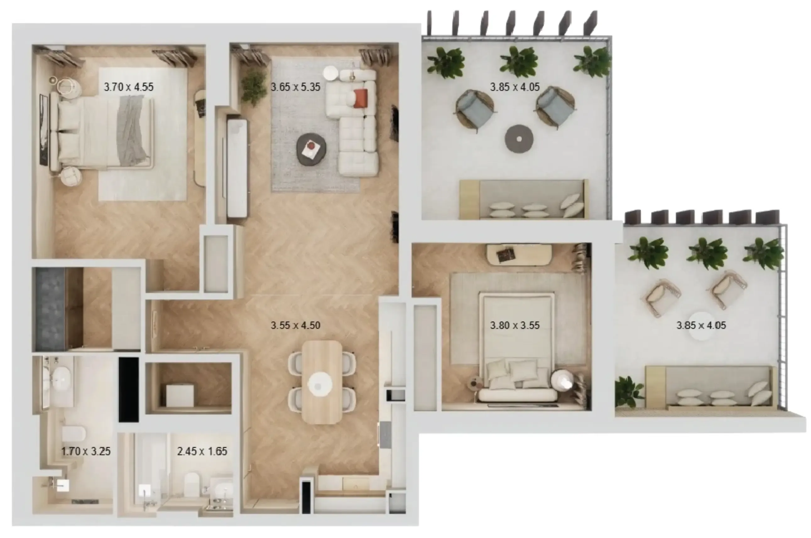 2 bedroom Apartments floor plan at Arisha Terraces