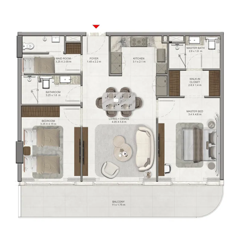2.5 bedroom Apartments floor plan at La Vera Creek