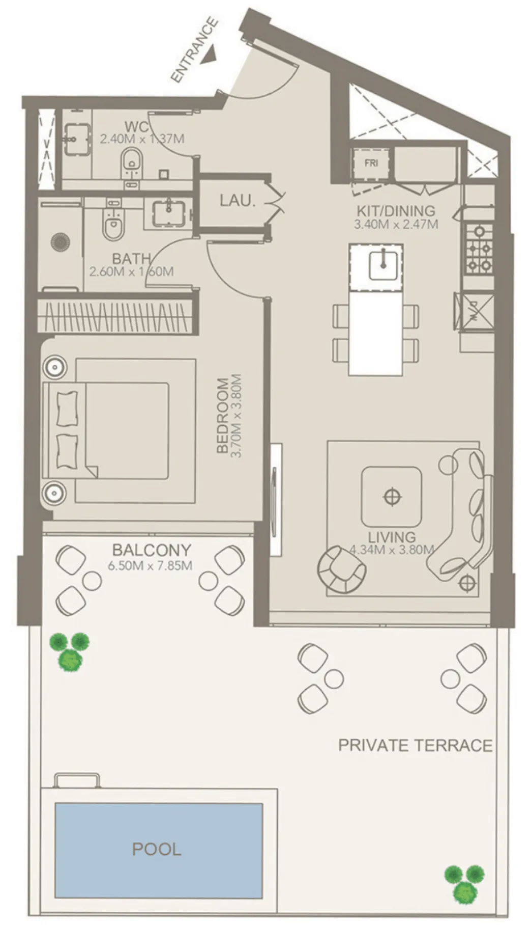1 bedroom Apartments floor plan at Golf Grove by Regent