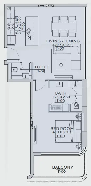 1 bedroom Apartments floor plan at Trillium Heights