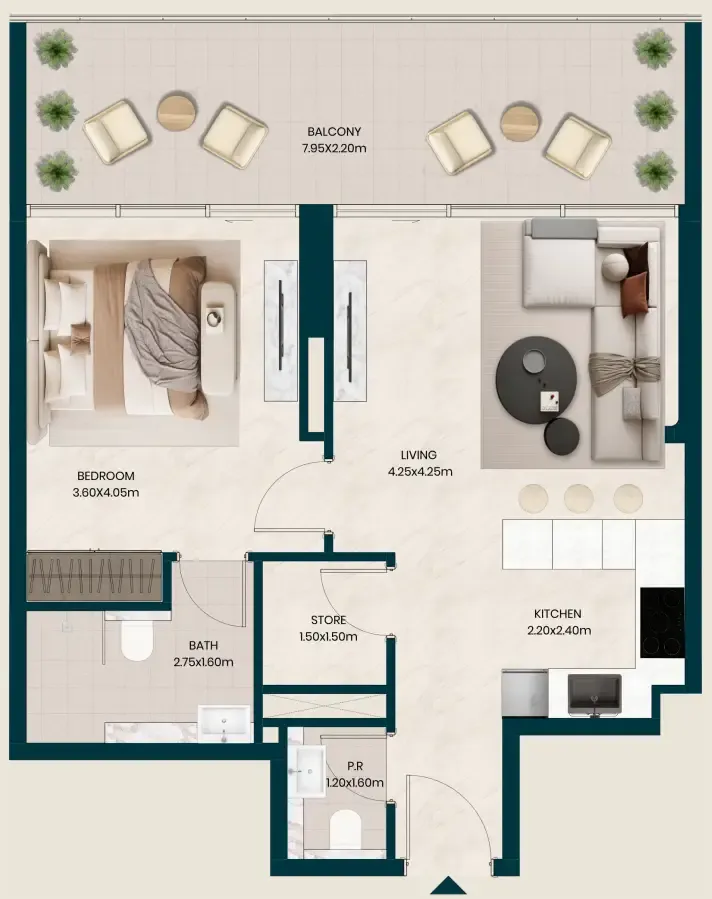 1 bedroom Apartments floor plan at Kyomi Residences