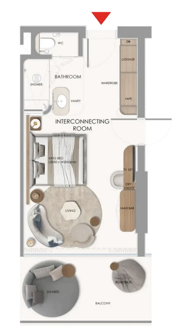 0 bedroom Hotel Apartments floor plan at The Unexpected Al Marjan Island Hotel and Residence