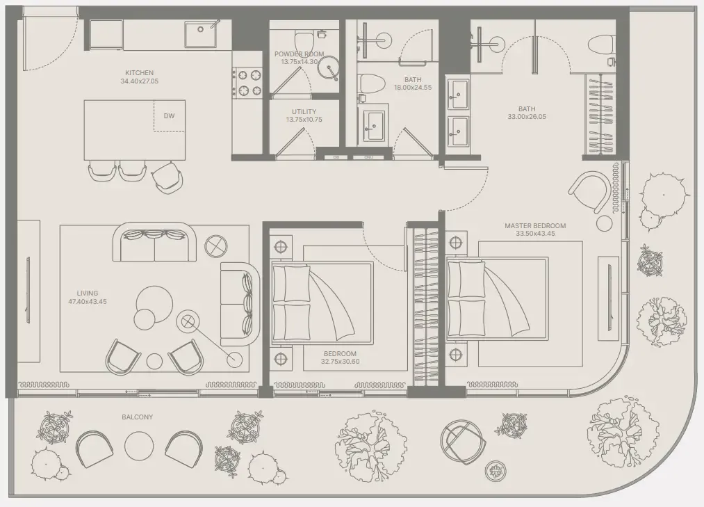 2 bedroom Apartments floor plan at Bond Enclave