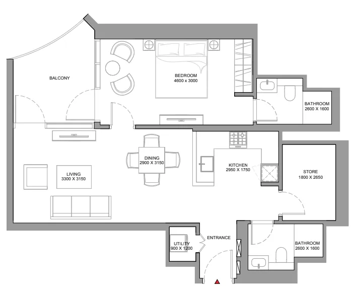 1.5 bedroom Apartments floor plan at Skyvue Stellar