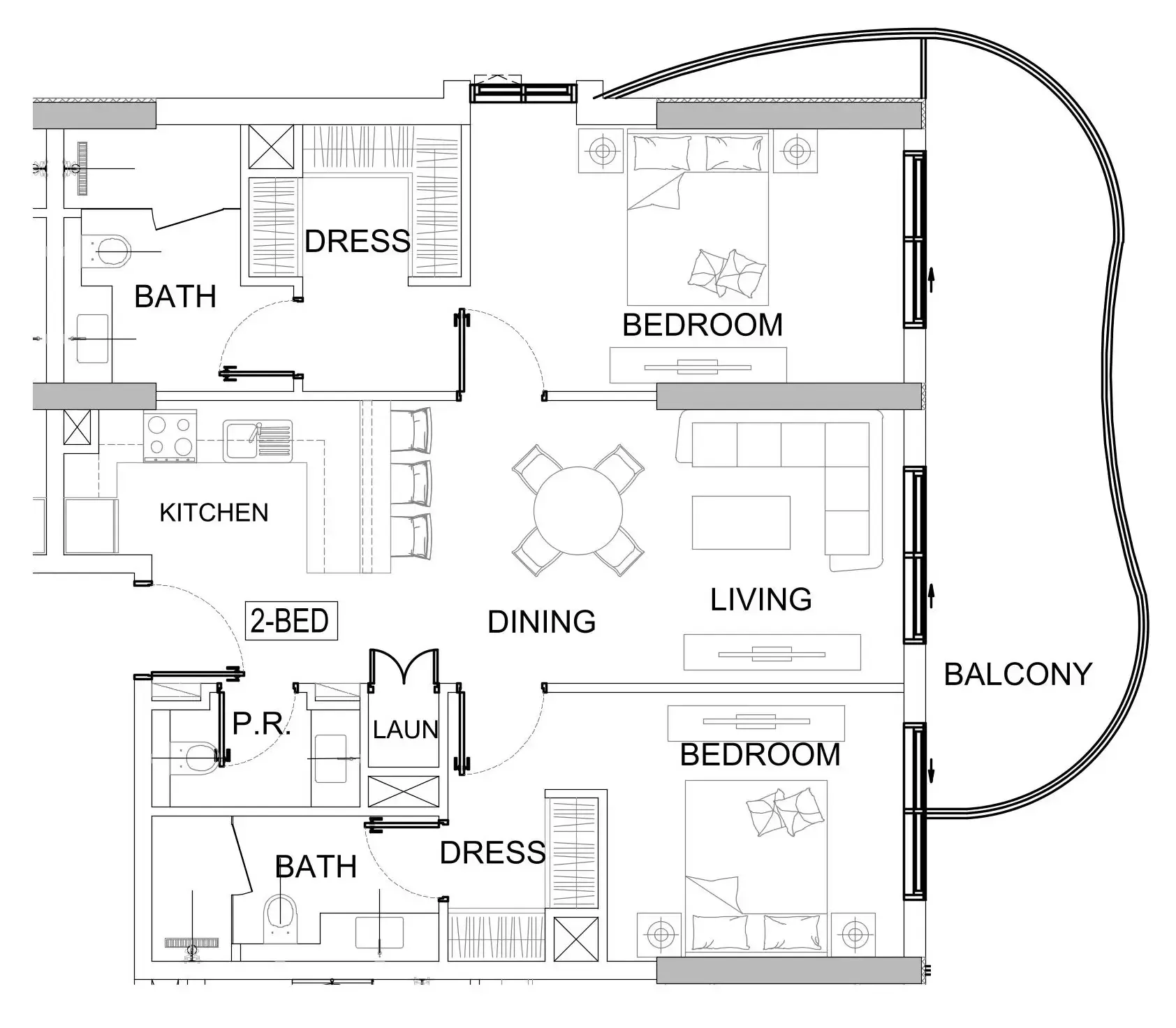 2 bedroom Apartments floor plan at Valencia