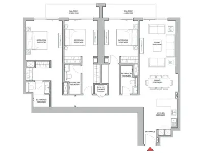 3 bedroom Apartments floor plan at 320 Riverside Crescent