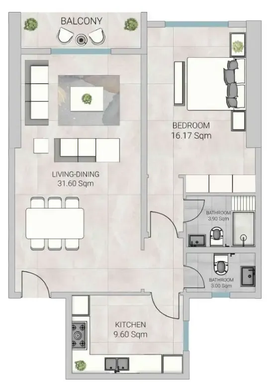 1 bedroom Apartments floor plan at Al Ameera Village 5