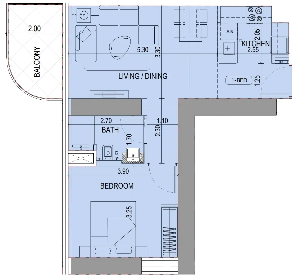 1 bedroom Apartments floor plan at Binghatti Sky Terraces