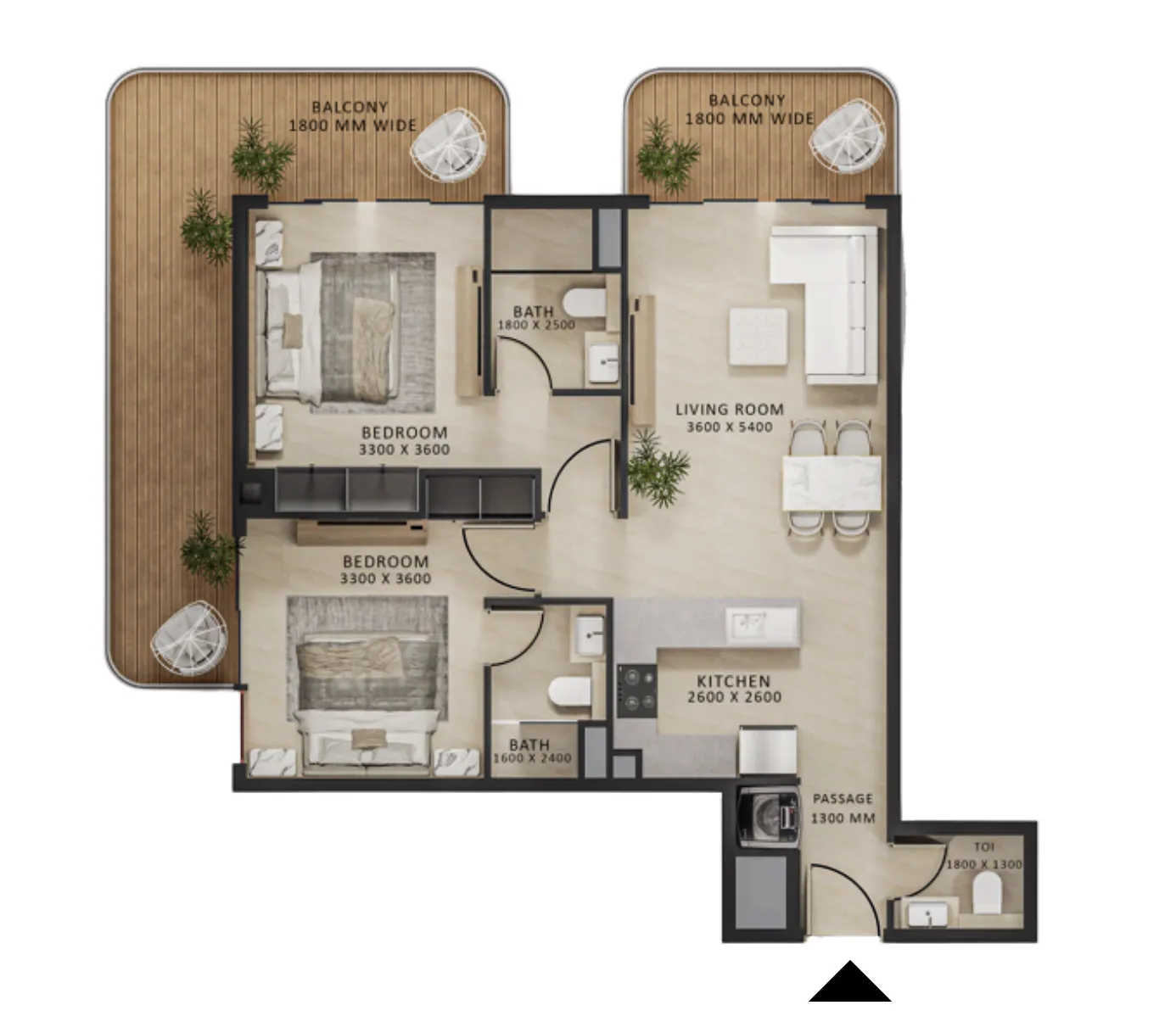 2 bedroom Apartments floor plan at Altair 52