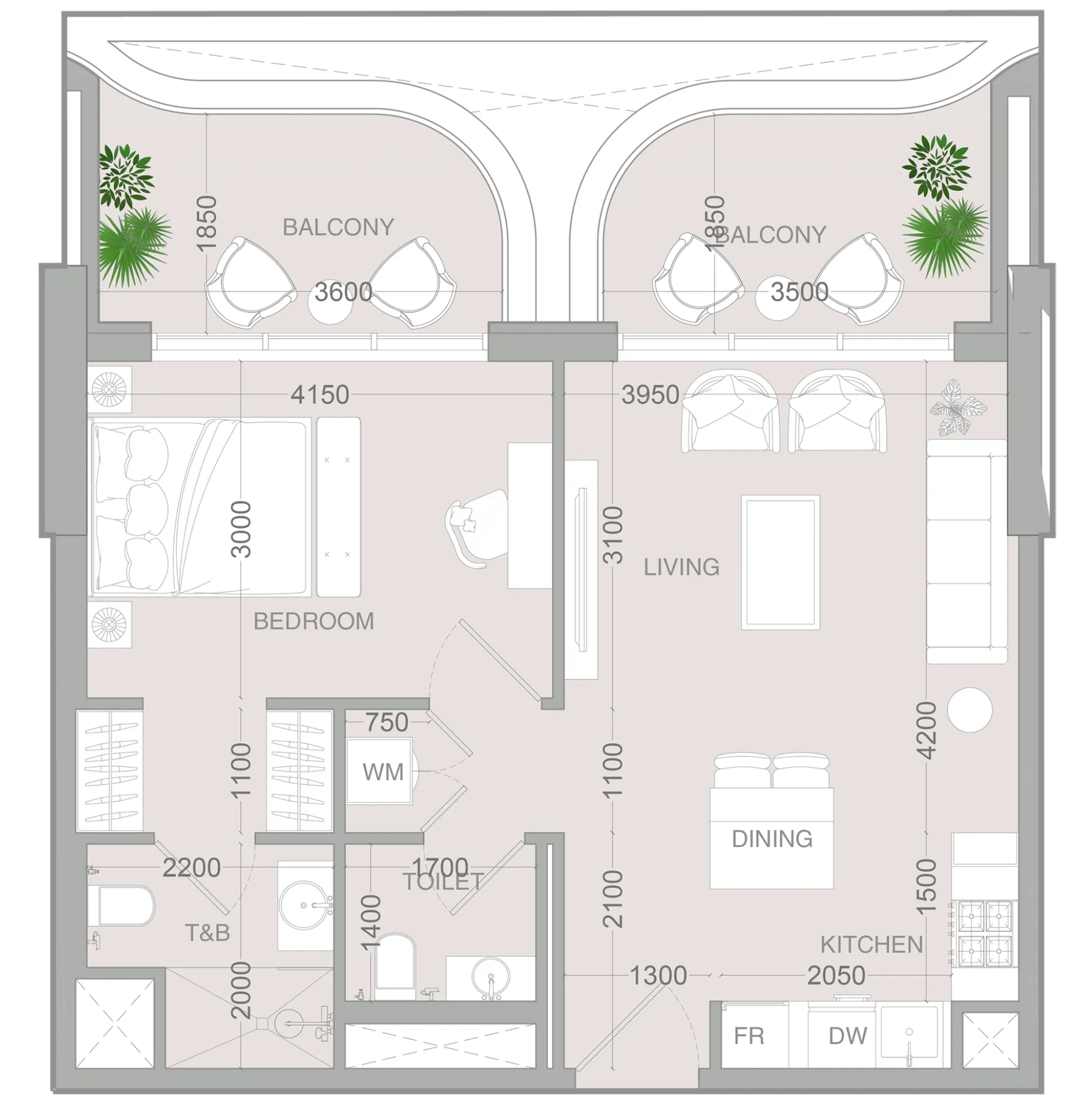 1 bedroom Apartments floor plan at ALTA V1EW