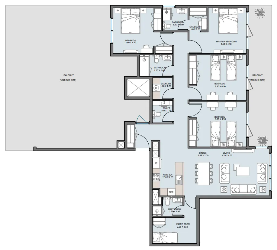4 bedroom Penthouse floor plan at The District