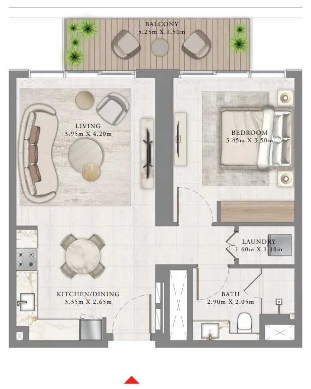 1 bedroom Apartments floor plan at Bayview by Address Resorts