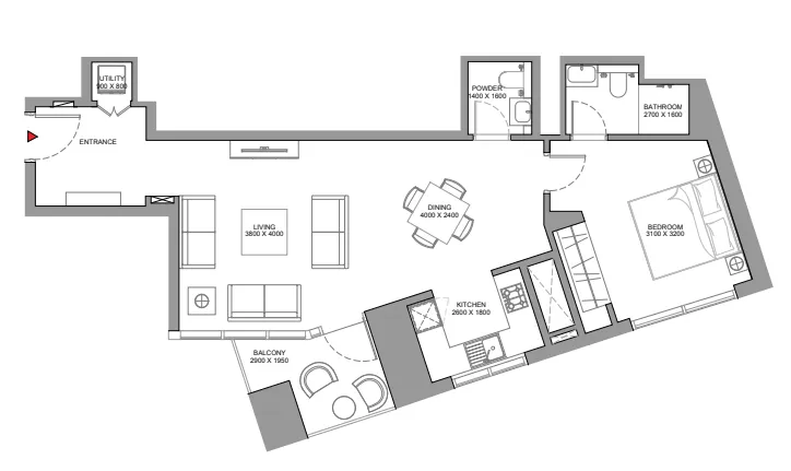 1 bedroom Apartments floor plan at Skyscape