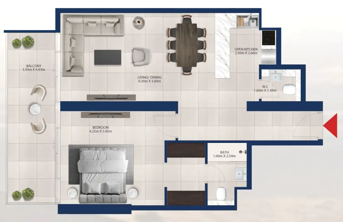1 bedroom Apartments floor plan at Al Vista