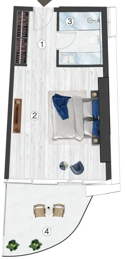 0 bedroom Apartments floor plan at Radisson Blu Hotel & Residences