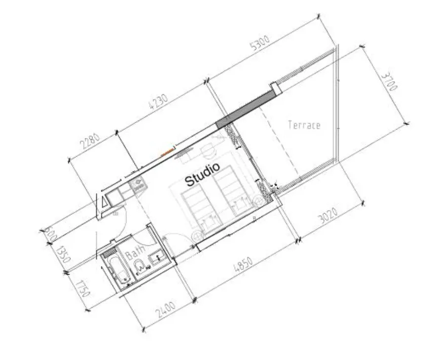 0 bedroom Apartments floor plan at Damac Hills 2 - Hotel Edge by Rotana