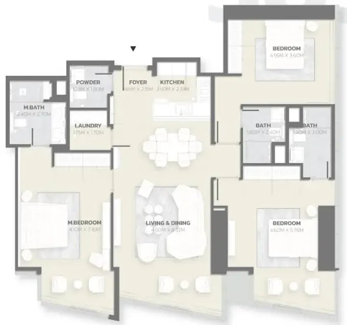 3 bedroom Apartments floor plan at Tonino Lamborghini Residences