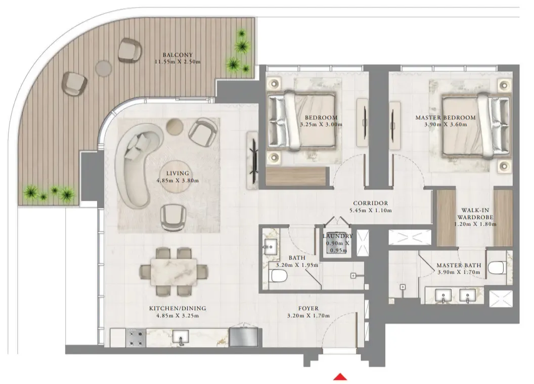 2 bedroom Apartments floor plan at Bayview by Address Resorts