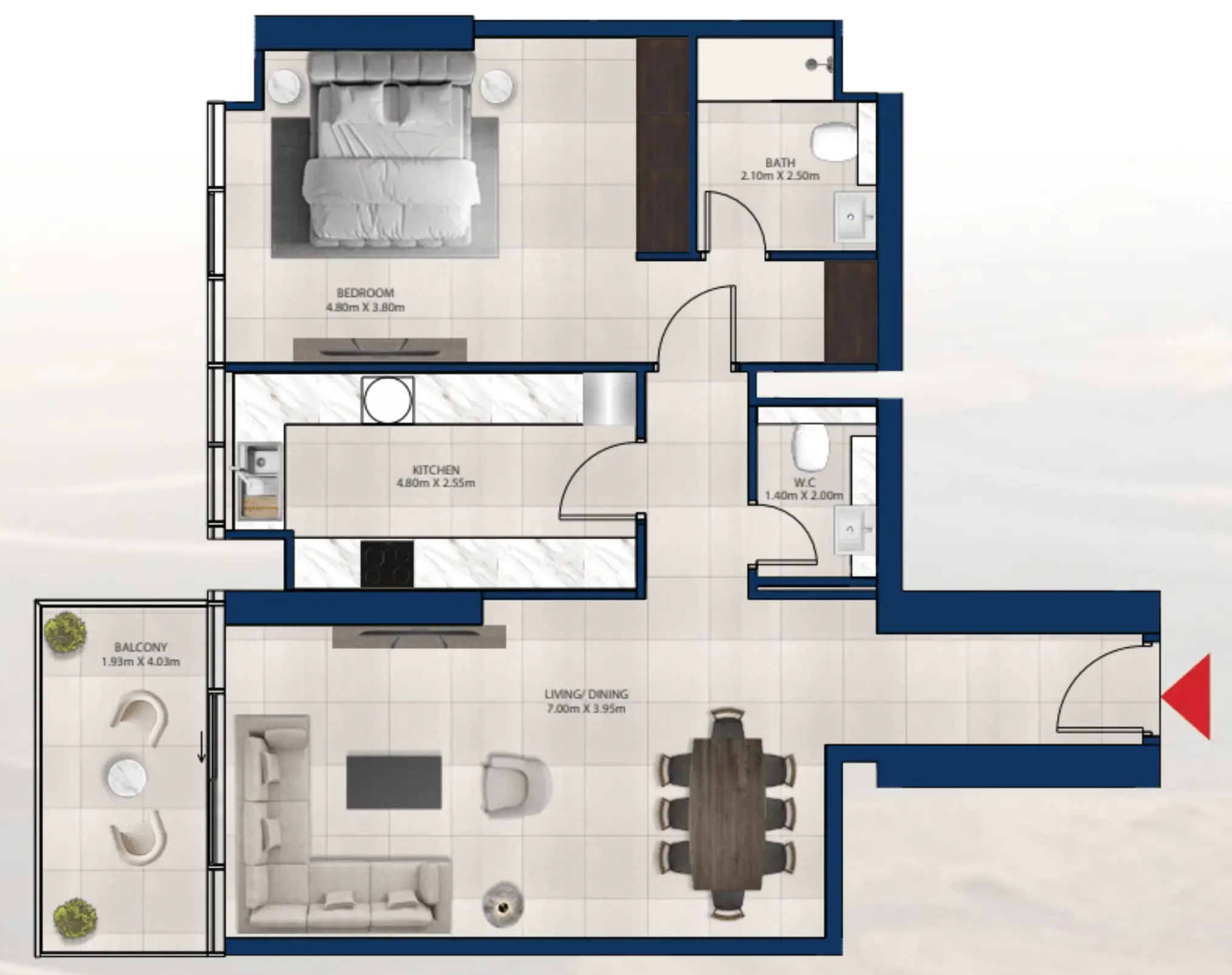 1 bedroom Apartments floor plan at Al Vista