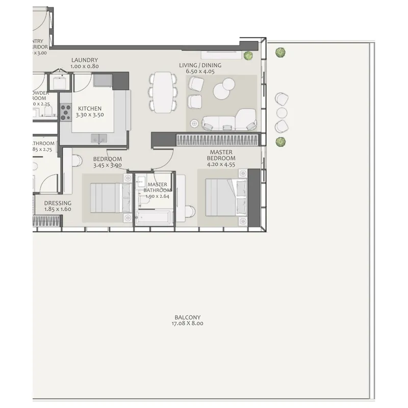 2 bedroom Apartments floor plan at Avenue Park Towers 2 at Wasl 1
