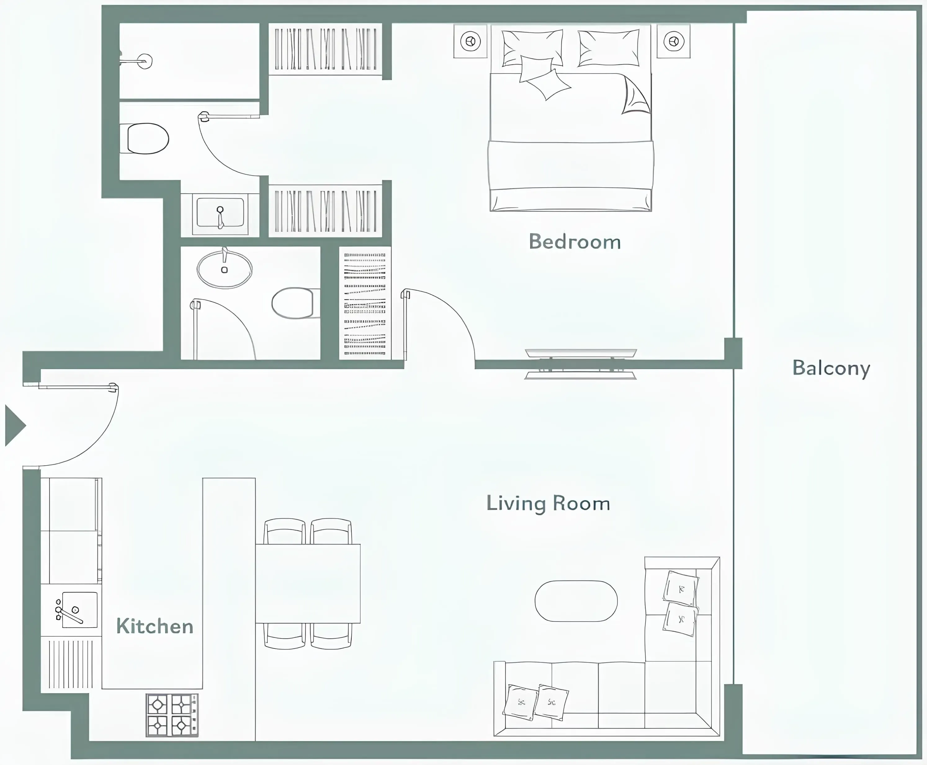 1 bedroom Apartments floor plan at Luma Park Views