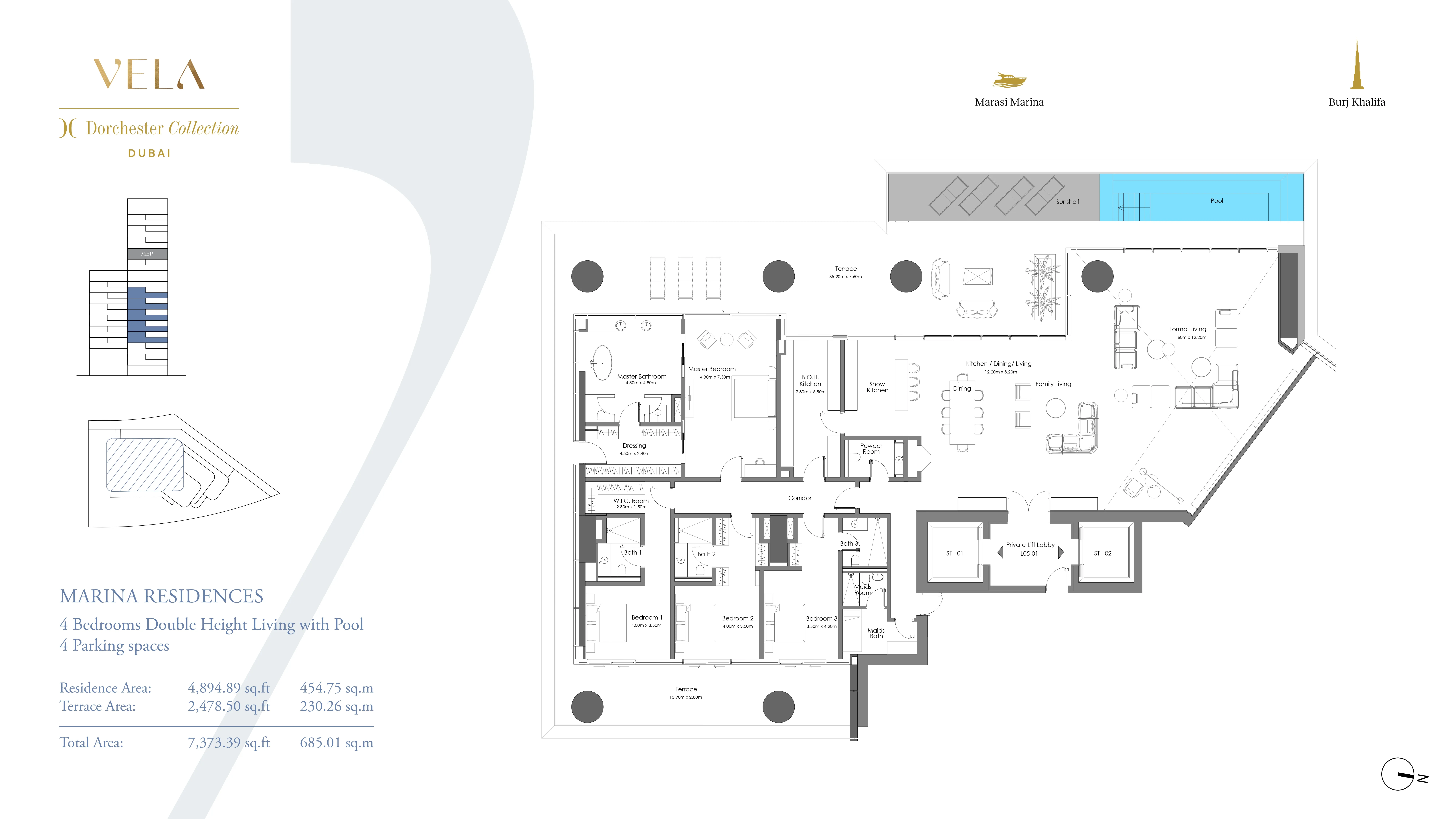4.5 bedroom Apartments floor plan at Vela Dorchester Collection