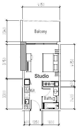 0 bedroom Apartments floor plan at Aykon City Tower
