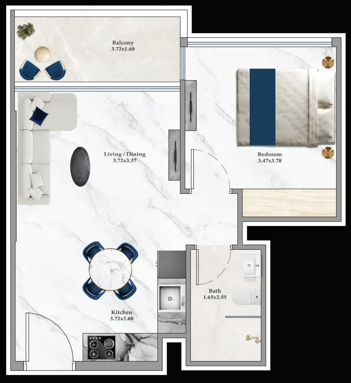 1 bedroom Apartments floor plan at Aspirz