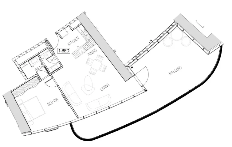 1 bedroom Apartments floor plan at Damac Bay