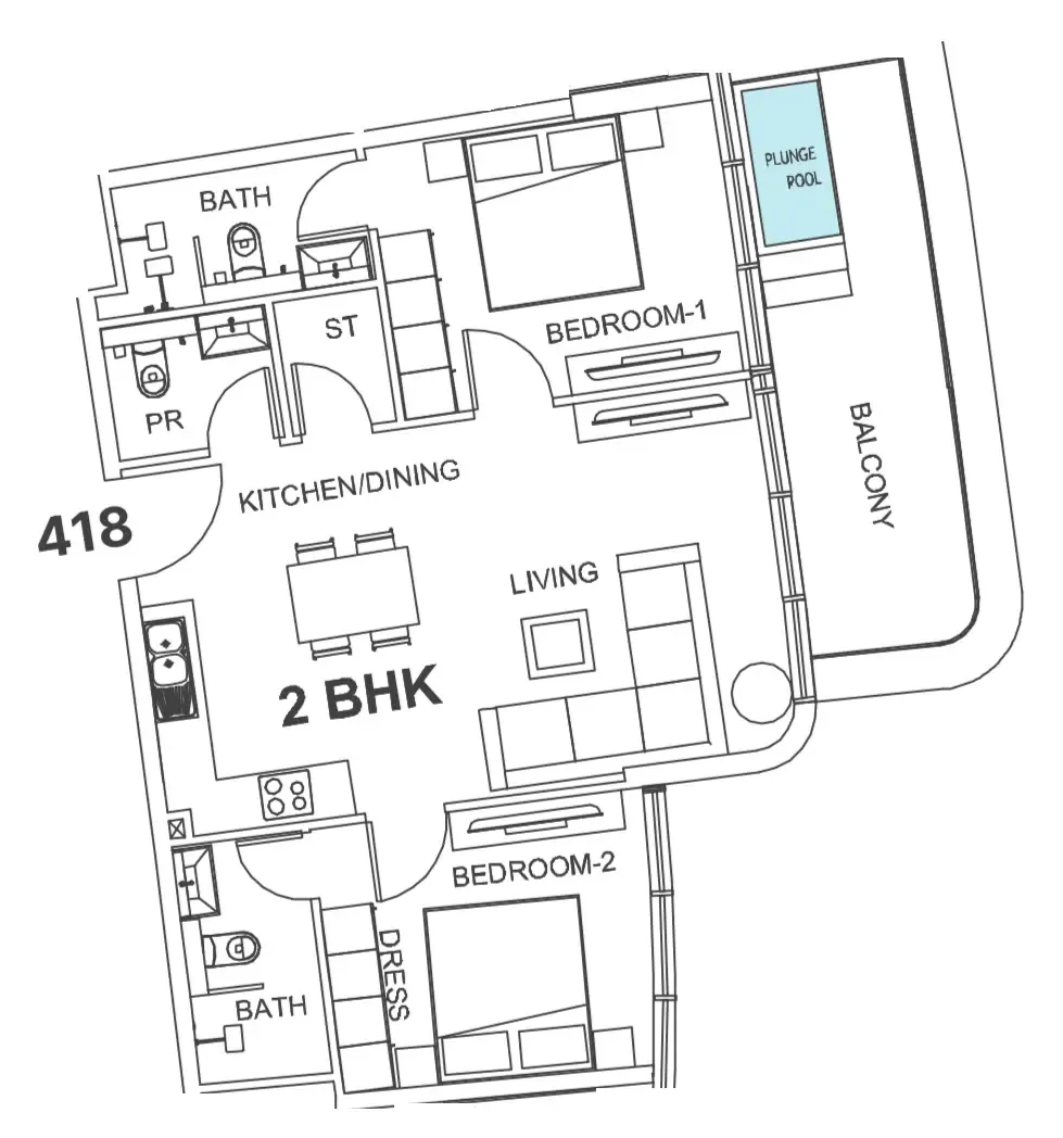 2 bedroom Apartments floor plan at Villa Del Garda