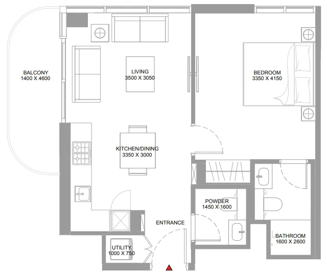 1 bedroom Apartments floor plan at Pristine Beach Residences