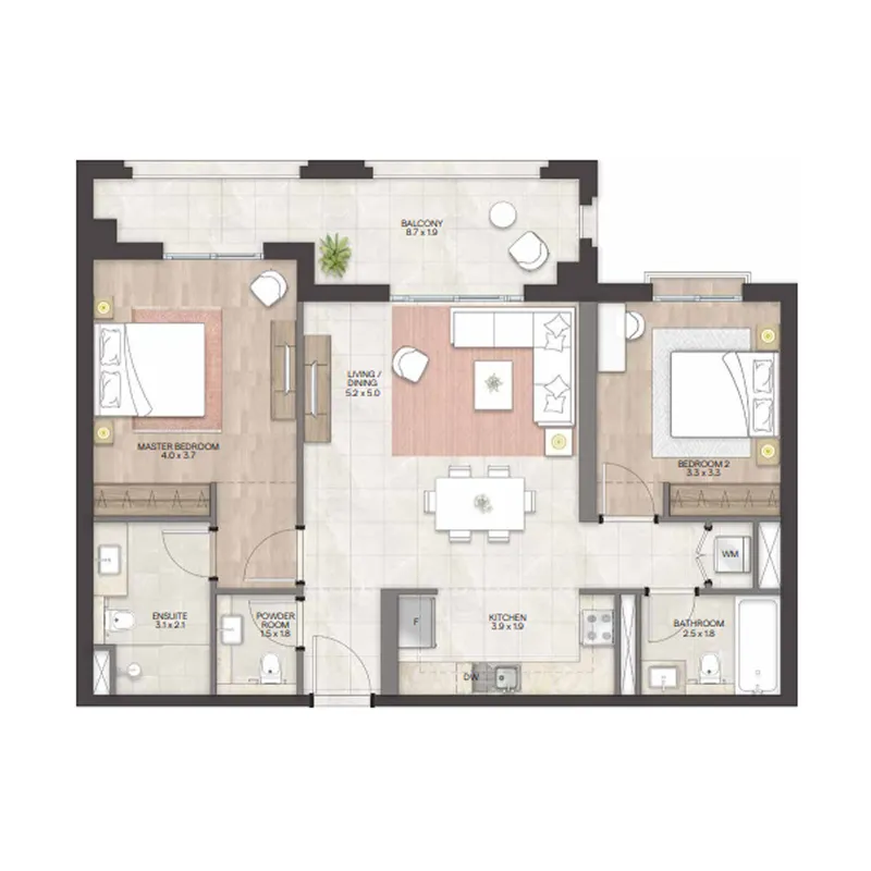 2 bedroom Apartments floor plan at Bloom Living - Granada