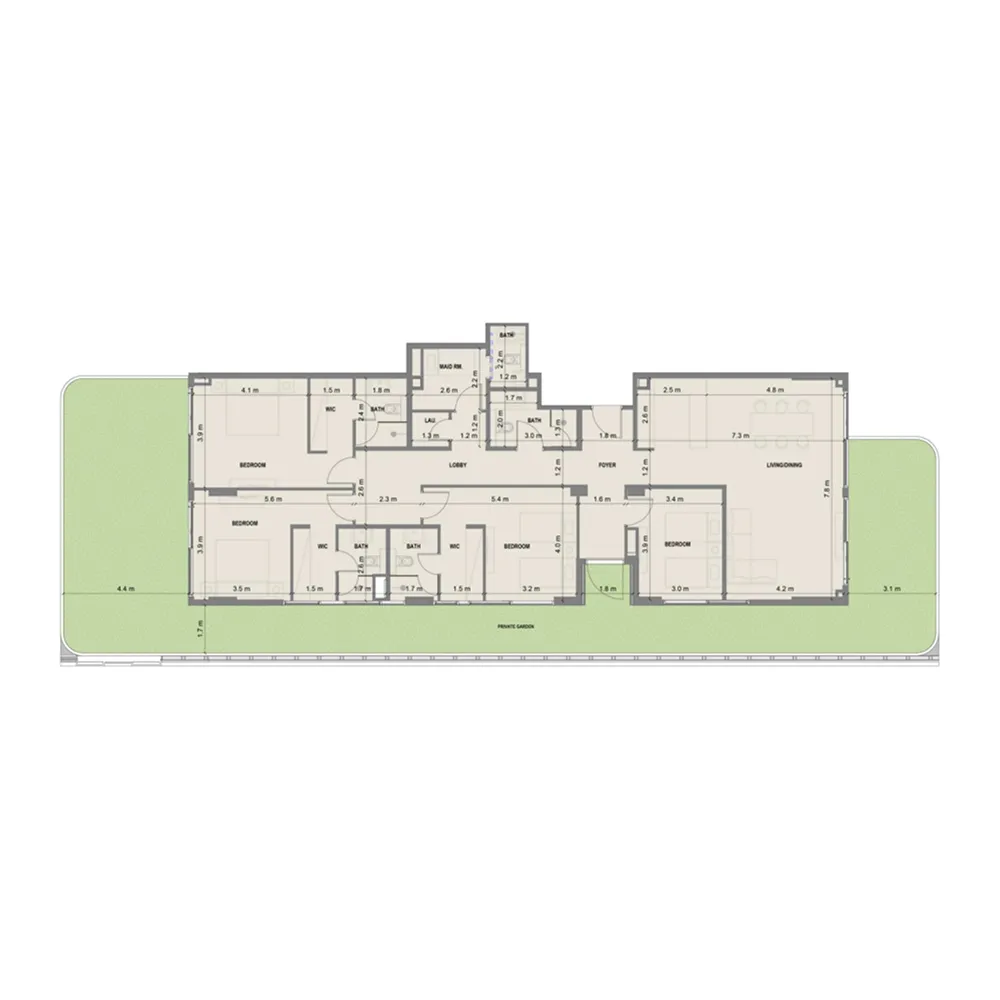 4 bedroom Apartments floor plan at Blue Marina Residence