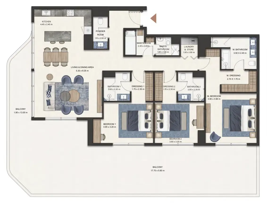 3.5 bedroom Apartments floor plan at Seamont Autograph Collection Residences